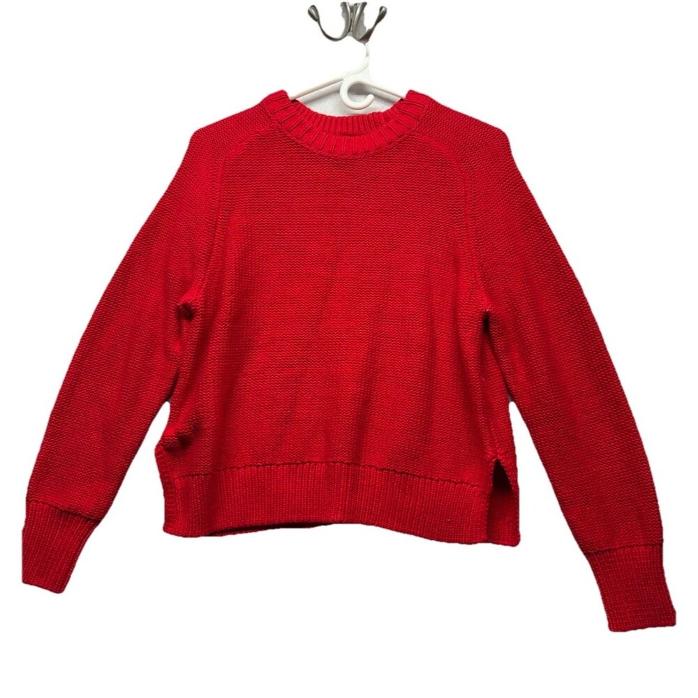 Willow & Wind Red Crewneck Cotton Chunky Knit Sweater Size Small NWT